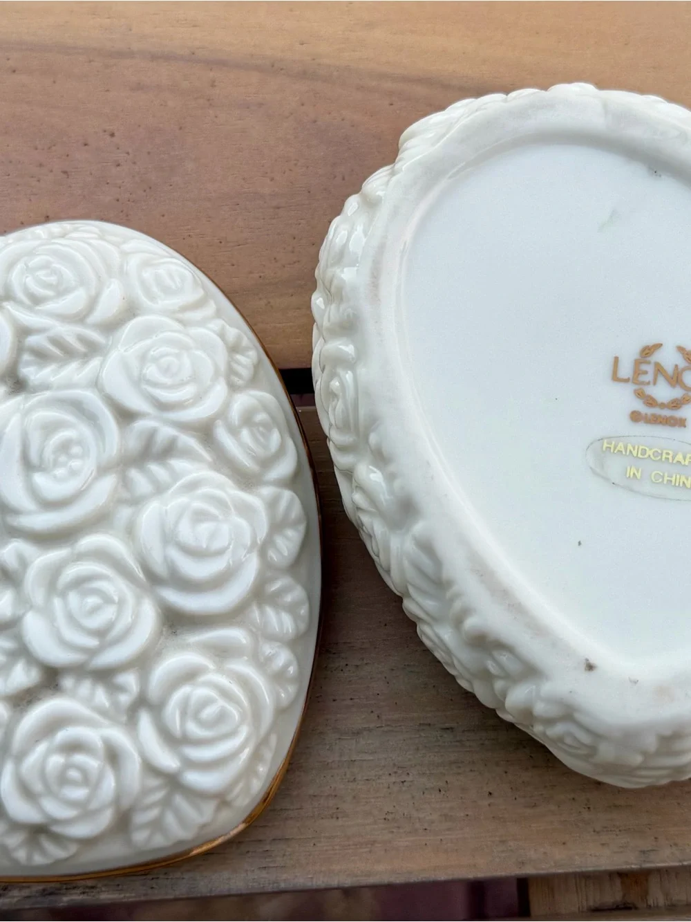 Lenox Cream Heart Jewelry Box with Gold Trim
